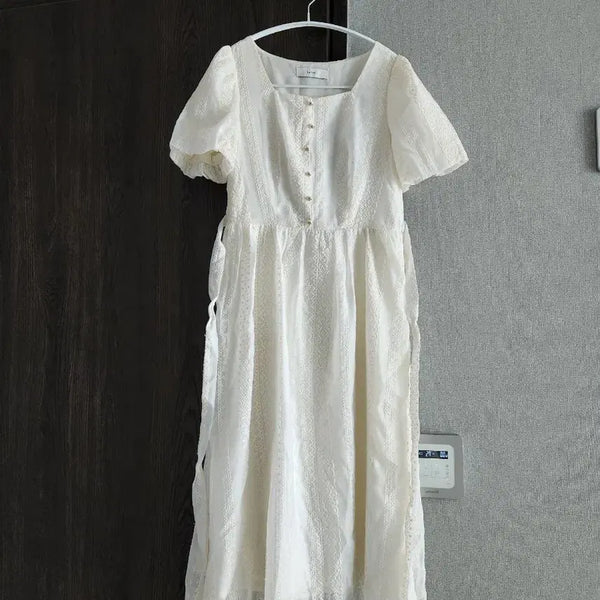 [BUNJANG] Satin Lace Dress Ivory Size 55 / 샤틴 레이스 원피스 아이보리 55 (24년도)