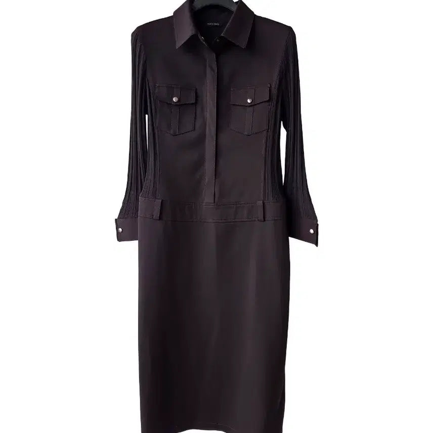 [BUNJANG] She's Miss Knit-Panel Dress Brown / F/ 쉬즈미스 브라운 니트배색 원피스