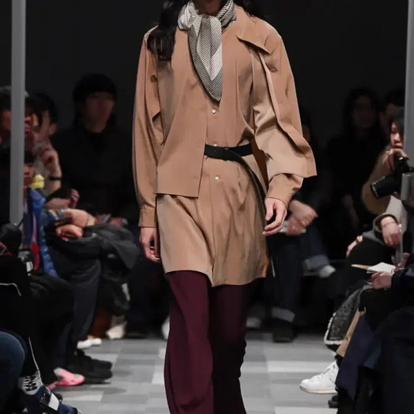 [BUNJANG] ETHOSENS 2017-18AW Layered Docking Shirt Beige Brown / ETHOSENS 2017-18AW Layered Docking Shirt