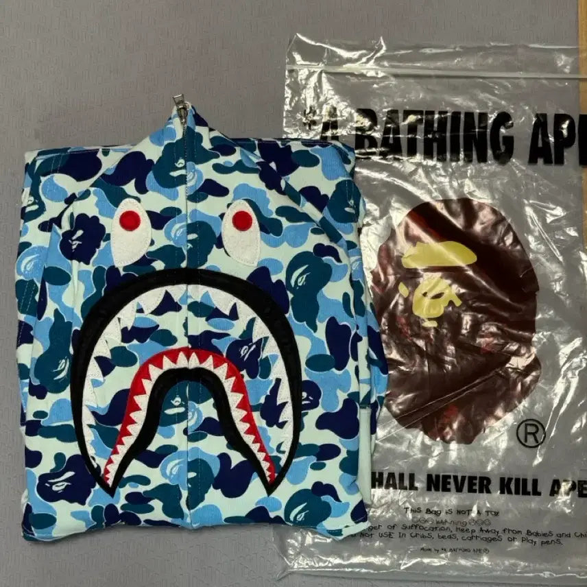 [BUNJANG] BAPE Shark Hoodie Blue Camo / 베이프 후드집업 블루 카모 abc