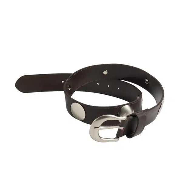 [BUNJANG] Hieta Studded Leather Belt Brown (Cow Leather) / 히에타 hieta 스터드 레더 벨트 브라운 (cow leather)
