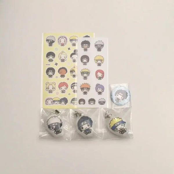 [BUNJANG] Naruto Koya-nim "Unofficial Goods" Sticker, Cushion Keychain, and Pin Button Set (Kakashi, Sasuke, Naruto) / 나루토 코야님 비공굿 스티커 쿠션키링 핀버튼 통판 세트 카카시 사스케 나루토