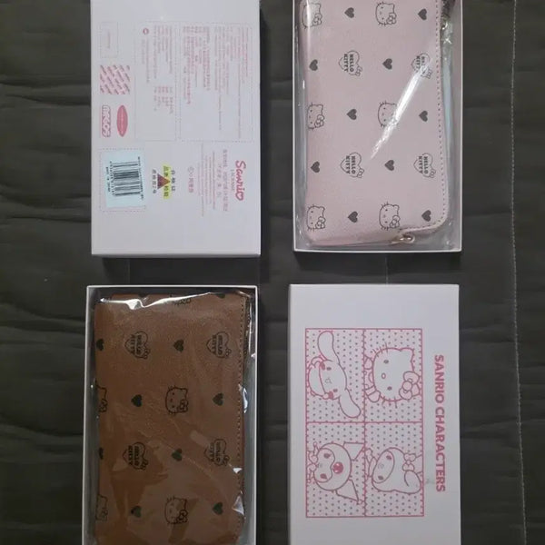 [BUNJANG] Sanrio Hello Kitty Pouch Set (MCM Style) - Pink/Brown / [ MCM 파우치 스타일 ] 산리오 헬로키티 지갑 핑크/브라운