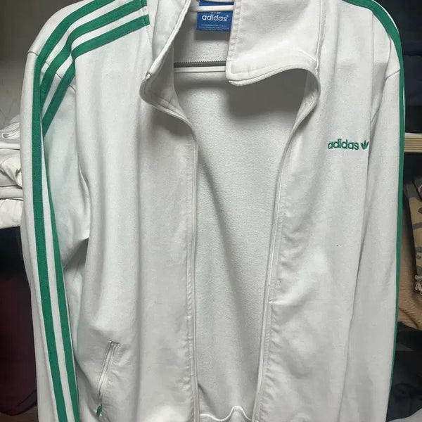 [BUNJANG] Adidas Beckenbauer White Green Track Top Jacket / 아디다스 베켄바우어 화이트 그린 져지 흰초 자켓 집업 트랙탑