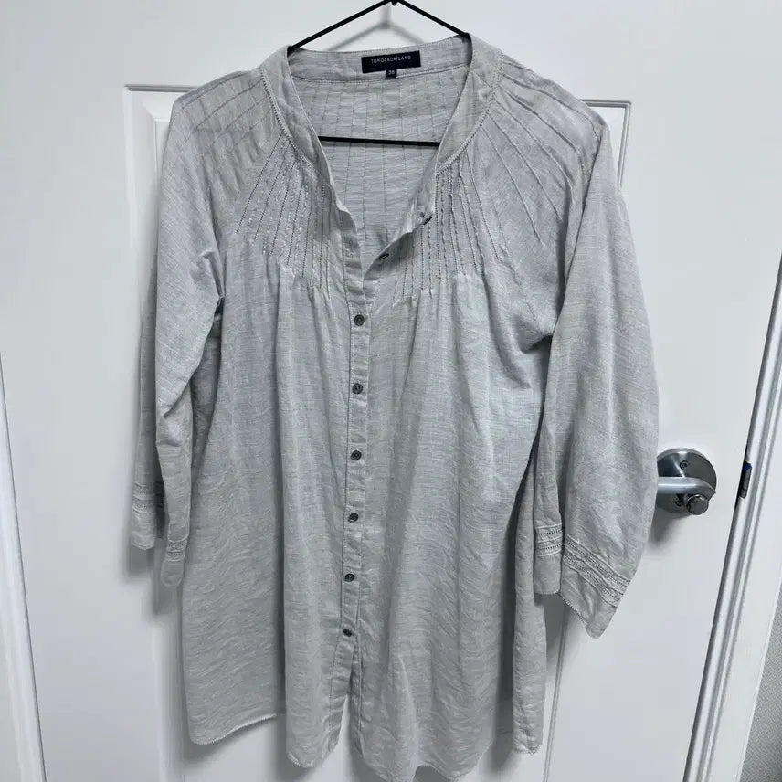 [BUNJANG] Light Grey Linen Blouse / 연그레이 린넨 블라우스