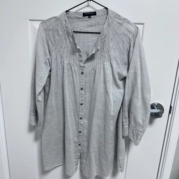 [BUNJANG] Light Grey Linen Blouse / 연그레이 린넨 블라우스