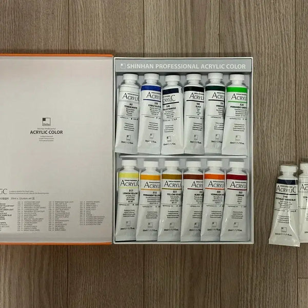 [BUNJANG] Shinhan Professional Acrylic Paint 12 Color Set / 신한 전문가용 아크릴 물감 12색 세트