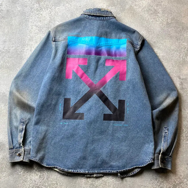 [BUNJANG] Off-White 18AW Gradient Arrow Denim Shirt Jacket XL / [XL] 오프화이트 18AW 그래디언트 애로우 데님 셔츠자켓