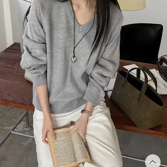 [BUNJANG] 98doci Solid Relaxed Fit V-Neck Knit Pink / [새상품] 98도씨 98doci 솔리드 여유핏 브이넥 니트 핑크