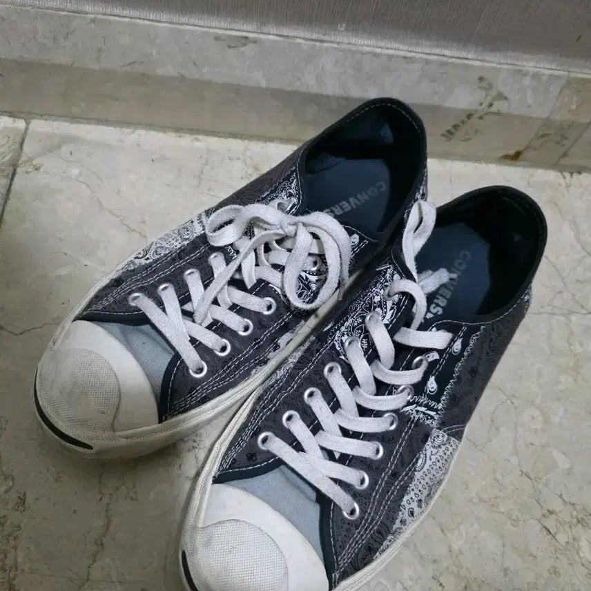 [BUNJANG] Converse Jack Purcell Low Bandana Black Sneakers / 컨버스 잭퍼셀 로우 반다나 블랙