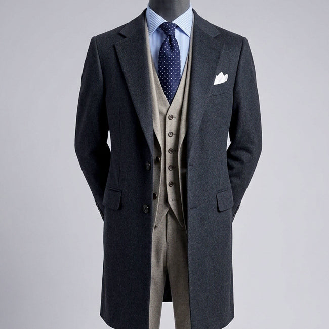 [BUNJANG] Galaxy Suggello 100% Cashmere Single Coat Charcoal Gray Size 48 / 갤럭시 / 수젤로 메인 캐시미어 100% 차콜 그레이 싱글 코트 / 48 [100-103]