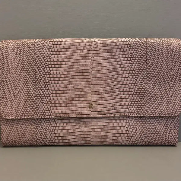 [BUNJANG] Addy Netty Pink Snakeskin Pattern Leather Clutch Bag / addy netty핑크 뱀피패턴 소가죽클러치백 (가로30세로18cm)