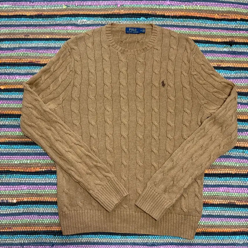 [BUNJANG] Polo Ralph Lauren Cable Knit Sweater Beige / M) 폴로 랄프로렌 케이블 꽈배기 니트 베이지