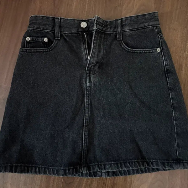[BUNJANG] Black Denim Mini Skirt / 흑청 데님 스커트 치마