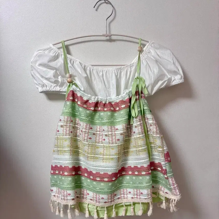 [BUNJANG] Vintage Apple Print Bustier Top / 빈티지 사과깔 뷔스티에 나시 판매해요