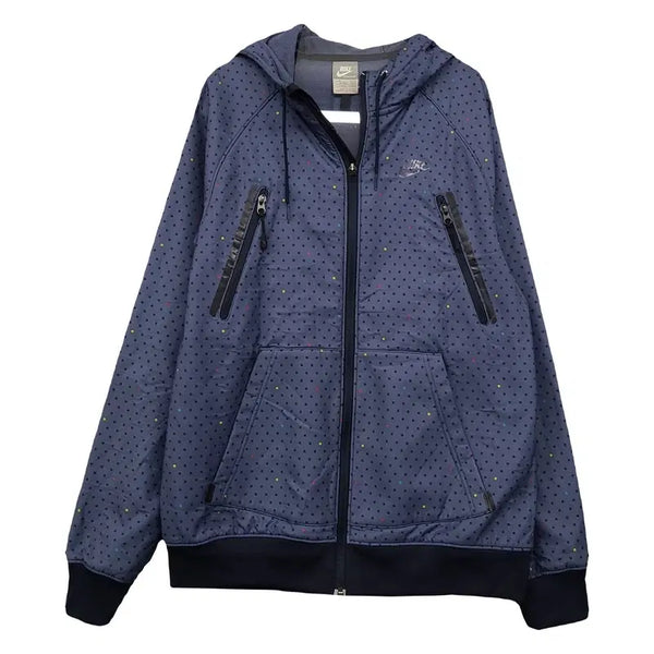 [BUNJANG] Nike Navy Dot Pattern Swoosh Logo Hoodie Zip-up M / 나이키 네이비 도트 패턴 스우시 로고 후드집업 M