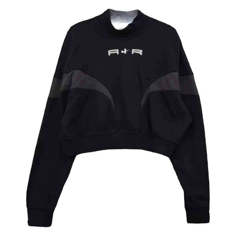 [BUNJANG] Nike Women's Black Cotton Crop Logo Printing Sweatshirt S / 나이키 여성 블랙 코튼 크롭 로고 프린팅 맨투맨 S