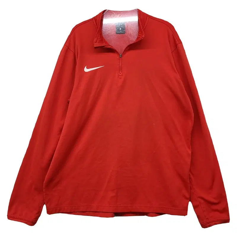 [BUNJANG] Nike Dri-FIT Red Half-Zip Long-Sleeve Performance Shirt L (100) / 나이키 레드 드라이핏 반집업 기능성 긴팔티 L (100)