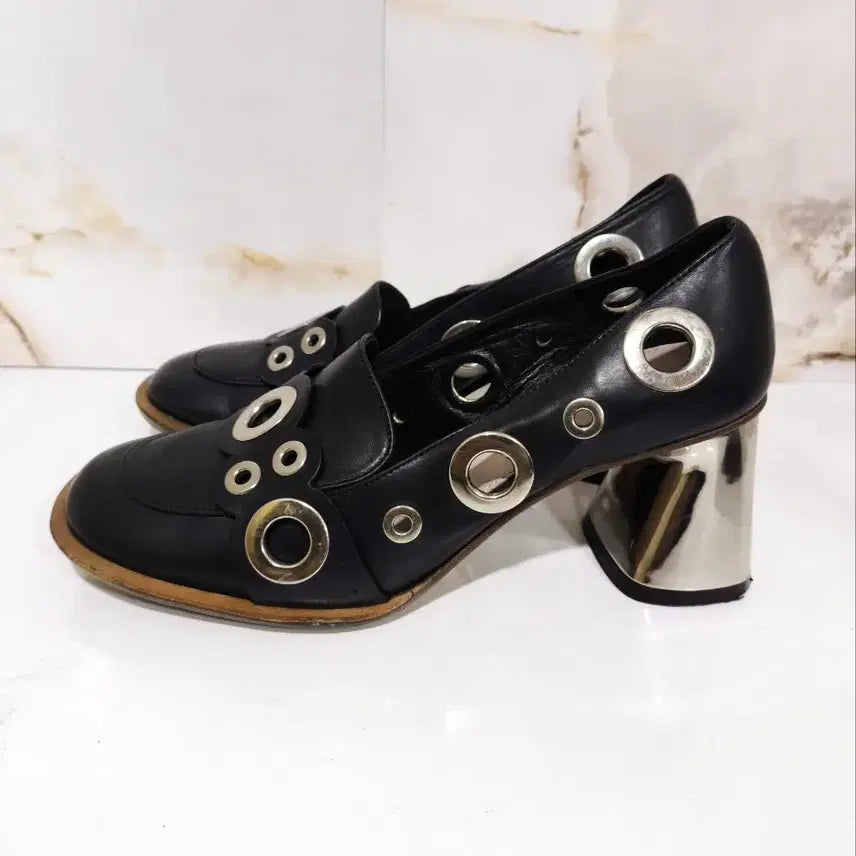 [BUNJANG] PREMIATA Mirror Metal Chunky Heel Pumps / 35.5 230mm 프리미아타 미러 메탈 청키힐 펌프스