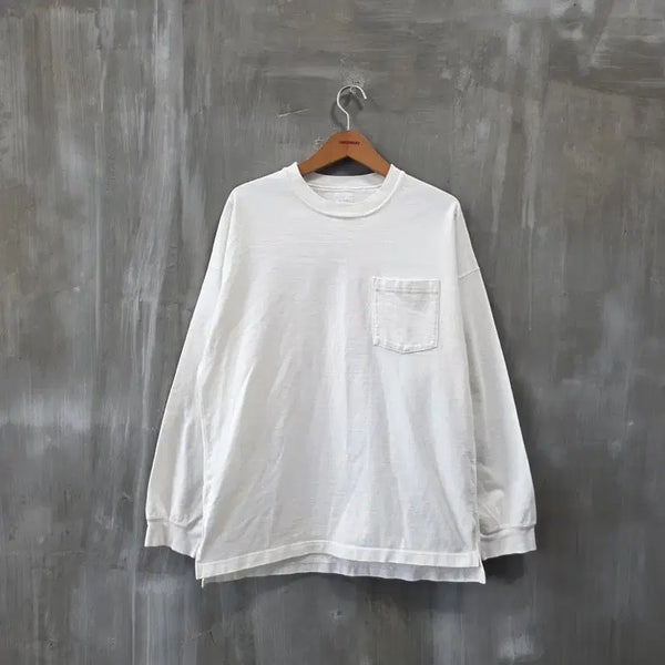 [BUNJANG] NAME White Pocket Long Sleeve T-Shirt XL / 네임 화이트 포켓 긴팔티/남성(XL)/ST3915
