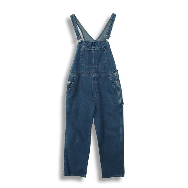 [BUNJANG] MEN'S XL Cotton Button Logo Denim Overalls Jumpsuit / 리 (MEN - XL) 코튼 버튼 로고 데님 오버롤 점프수트