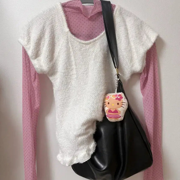 [BUNJANG] Ivory Soft Knit Top with Blue Backpack Gift / 아이보리 보송 니트 + 블루 백팩 증정