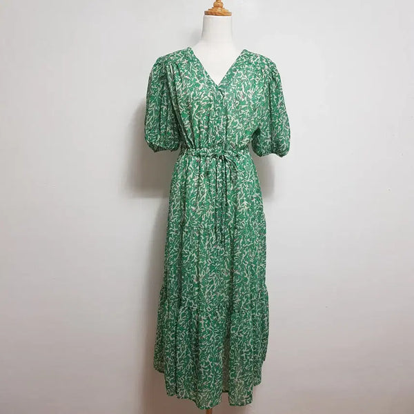 [BUNJANG] V-Neck Dress Green / 6706/브이넥원피스 여 77사이즈 그린원피스/내옷방
