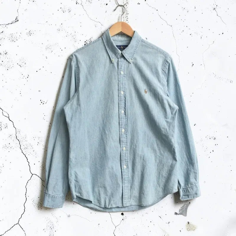 [BUNJANG] Polo Ralph Lauren Slim Fit Chambray Button-Down Shirt / 폴로 랄플로렌 신형라벨 데님셔츠 M0930