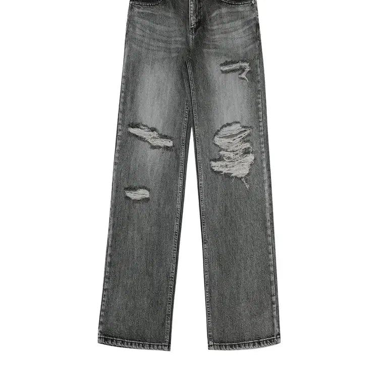 [BUNJANG] Bohemse Highlight Damage Wide Pants Gray / 보헴서 HIGHLIGHT DAMAGE WIDE PANTS,GRAY