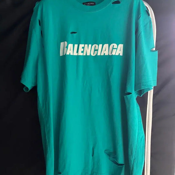 [BUNJANG] Balenciaga Distressed Short Sleeve T-Shirt Size S / 발렌시아가 디스트로이드 반팔 s