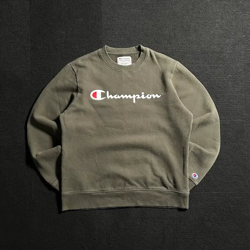 [BUNJANG] Champion Khaki Big Logo Sweatshirt M / 챔피온 카키 빅로고 맨투맨