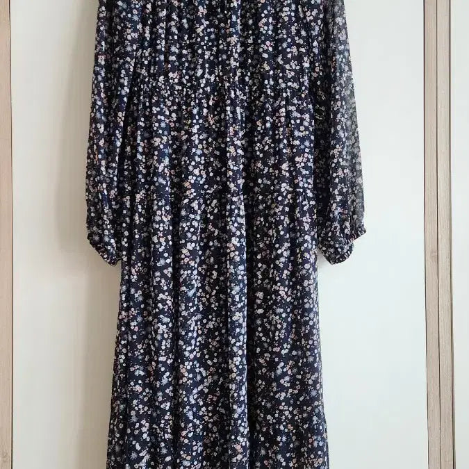 [BUNJANG] Autumn Floral Chiffon Long Dress / 가을꽃무늬고급쉬폰롱원피스