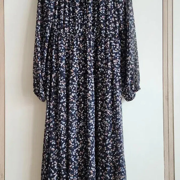 [BUNJANG] Autumn Floral Chiffon Long Dress / 가을꽃무늬고급쉬폰롱원피스