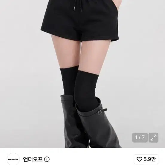 [BUNJANG] Under Off A-Line Micro Sweat Shorts Black / 언더오프 A라인 마이크로 스웻 쇼츠 블랙