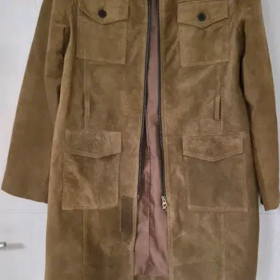 [BUNJANG] Suede Leather Long Jacket / 돈피가죽 세무스웨이드 롱자켓