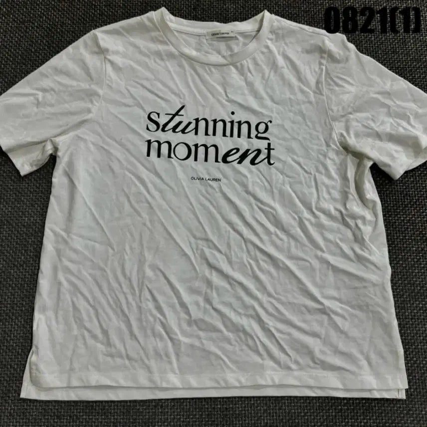 [BUNJANG] Olivia Lauren Lettering Short Sleeve T-Shirt White / 올리비아 로렌 레터링 반팔 티셔츠 화이트 95