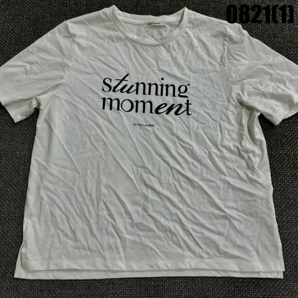 [BUNJANG] Olivia Lauren Lettering Short Sleeve T-Shirt White / 올리비아 로렌 레터링 반팔 티셔츠 화이트 95