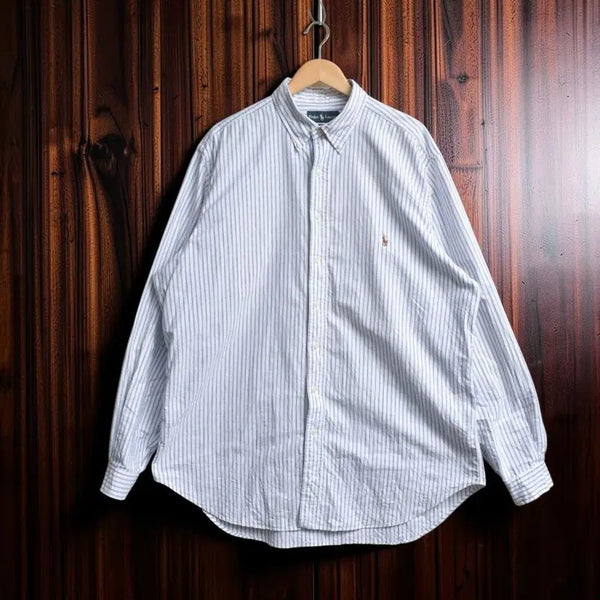 [BUNJANG] Polo Ralph Lauren Oxford Stripe Button-Down Shirt / 00S 폴로 랄프로렌 빅셔츠 M0940