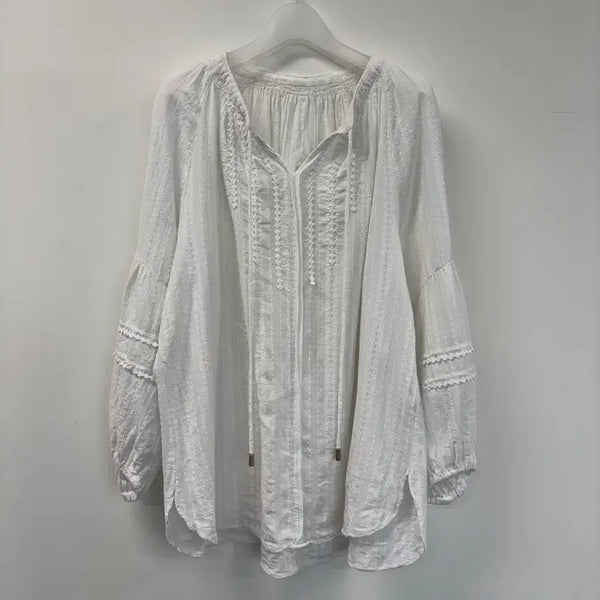 [BUNJANG] The Edge White Perforated Blouse / 더엣지 화이트 펀칭 블라우스 77 ㅡ0821