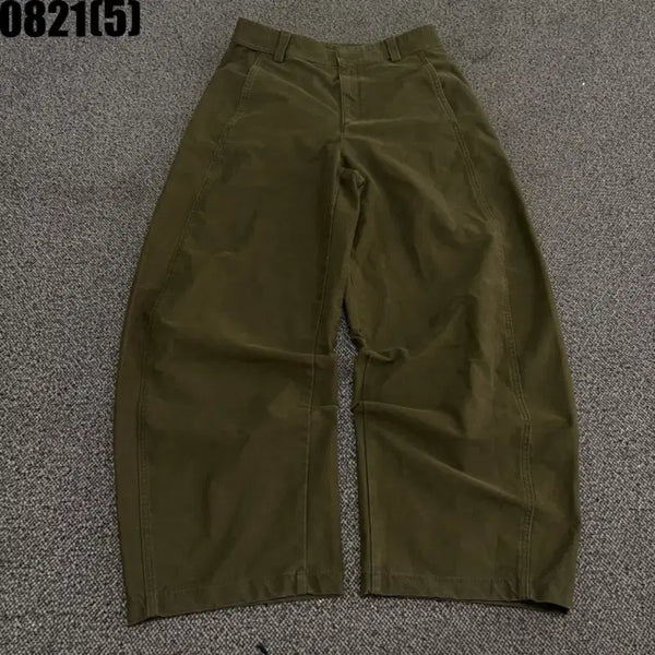 [BUNJANG] Uniqlo Khaki Wide Corduroy Pants Size 28 / 유니클로 카키색 와이드 코듀로이 팬츠 28