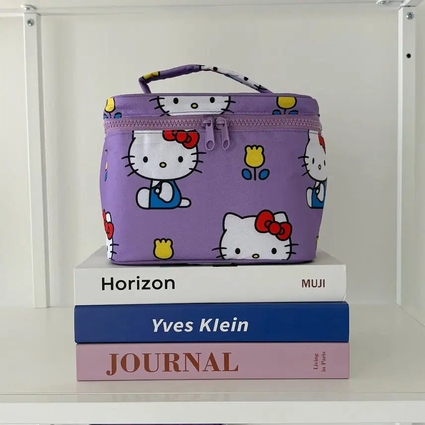 [BUNJANG] Sanrio Hello Kitty Purple Flower Cosmetic Pouch / 키티  퍼플 플라워 코스메틱 파우치