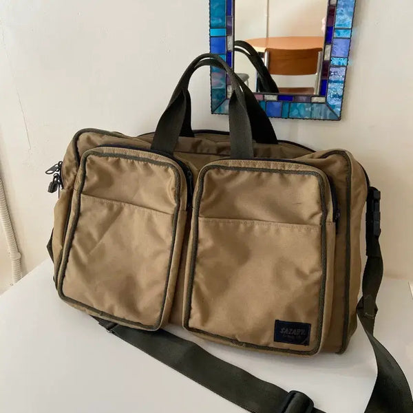 [BUNJANG] SAZABY Vintage 2WAY Multi-Pocket Travel Boston Bag / SAZABY 사자비 빈티지 2WAY 멀티포켓 트래블백 / 보스턴백