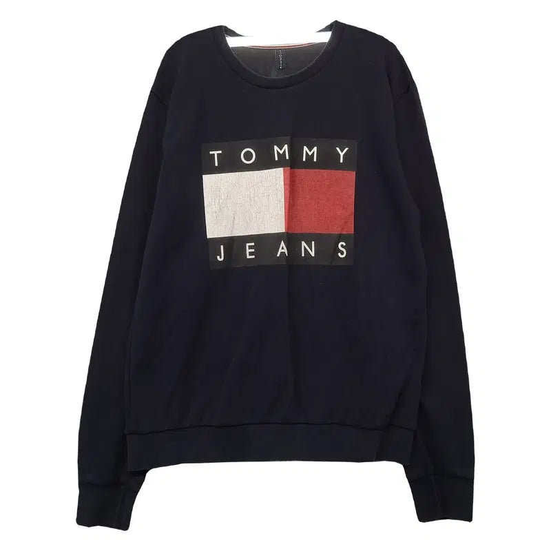 [BUNJANG] Tommy Jeans Black Cotton Logo Print Sweatshirt L / 타미진스 블랙 코튼 로고 프린팅 맨투맨 L
