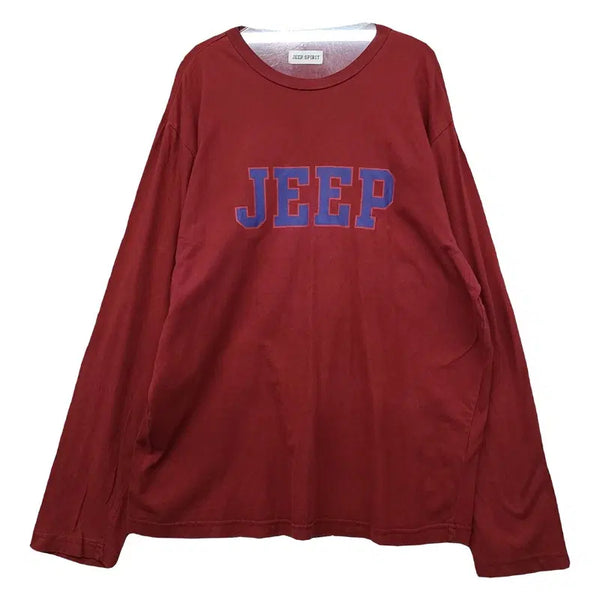 [BUNJANG] Jeep Printing Red Long Sleeve T-Shirt / 지프 프린팅 레드 긴팔티 100