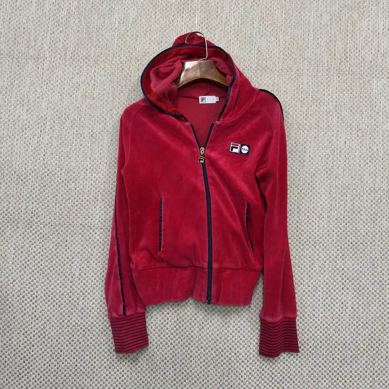 [BUNJANG] Fila Velvet Hoodie Zip-Up M / 필라 벨벳 후드집업 M H02789