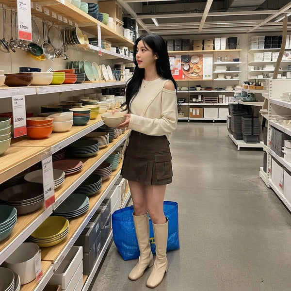 [BUNJANG] Ribbed Shoulder Slit Diagonal Button Loose Fit Oversized Sweatshirt T-shirt / 새상품) 골지 어깨 트임 사선 단추 버튼 루즈핏 오버핏 맨투맨 티셔츠