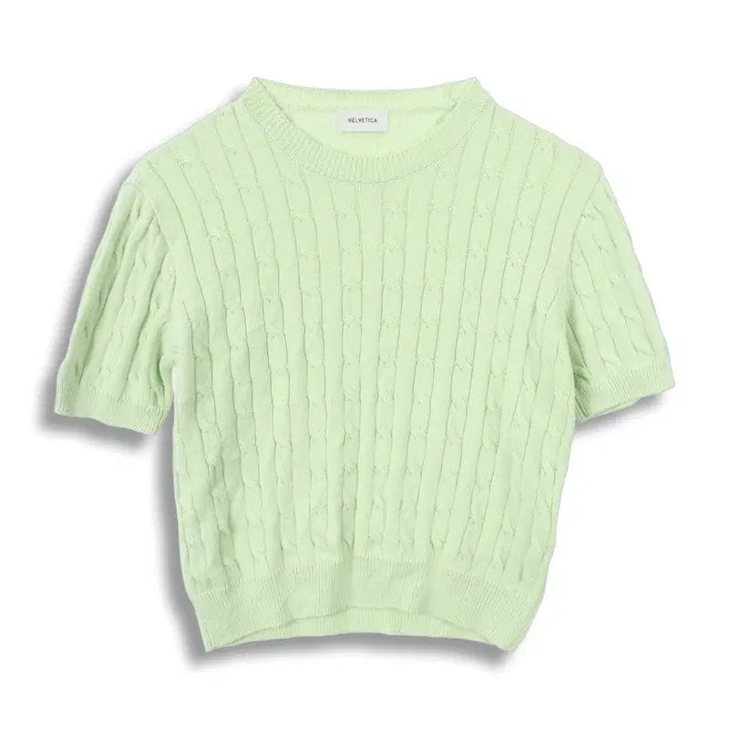 [BUNJANG] Helvetica Women's Cotton Cable Knit Top / 헬베티카 (WOMEN - F) 코튼 케이블 니트 탑