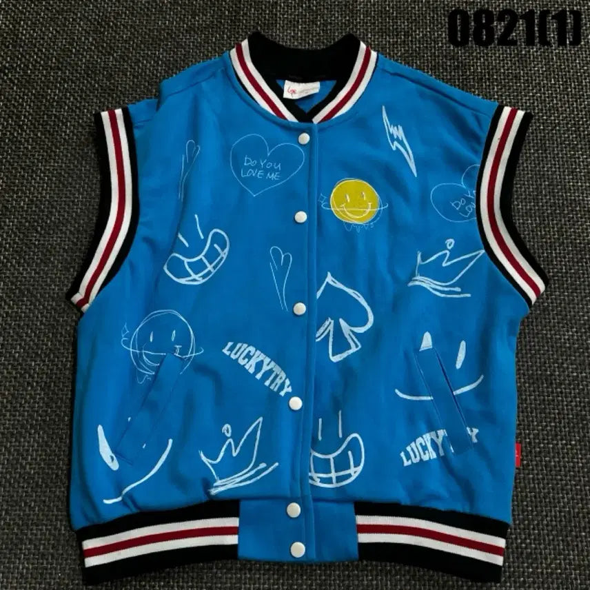 [BUNJANG] Character Printing Blouson Vest XL / 블루종 조끼 캐릭터 프린팅 xl