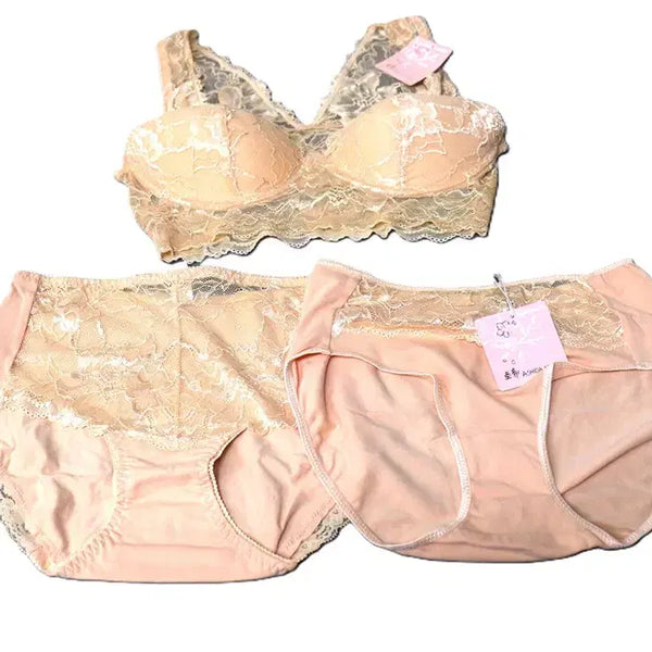[BUNJANG] Women's 3-Piece Wire-Free Bra and Panty Set - Size 95 / w192 새상품 여성 속옷3세트(노와이어) /여성95/사2
