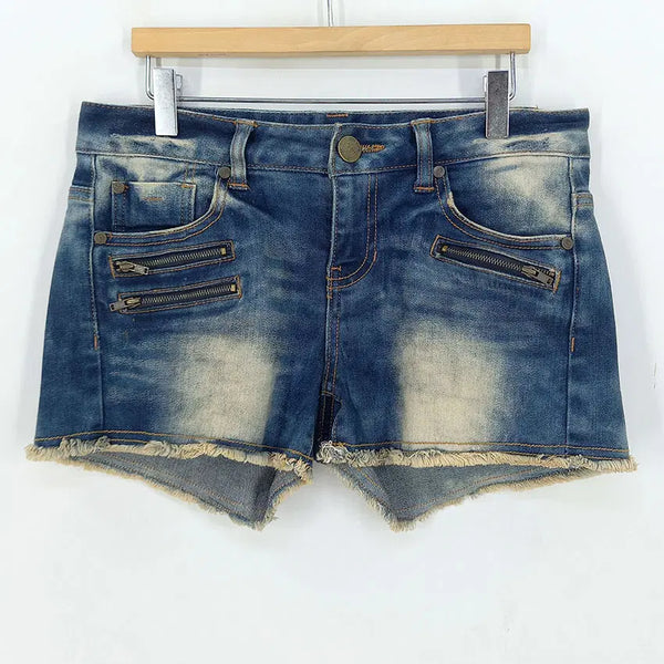 [BUNJANG] Jeep Women's Summer Washed Stretch Denim Shorts (Mid-Blue, Size 26) / 지프 여성 여름 워싱 스판끼 숏데님팬츠 중청26 (HU46530)